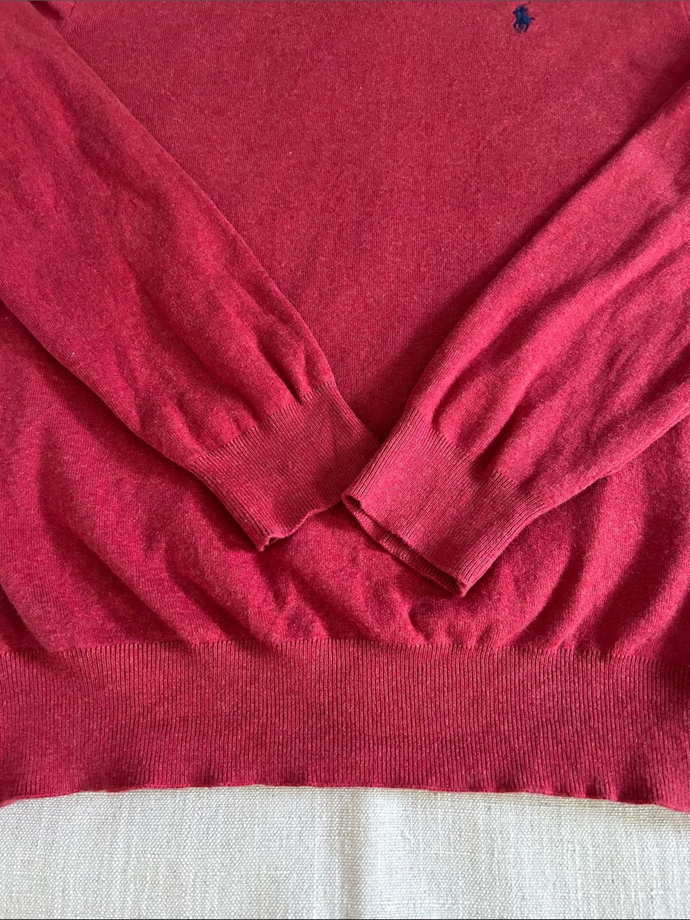 Vintage Polo by Ralph Lauren Pima Cotton V-Neck Sweater Men's Medium Red Casual - Picture 5 of 10